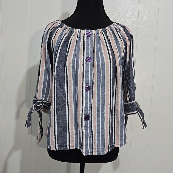 KEREN hart Blue and Pink Short Sleeve Top XL - Picture 1 of 6